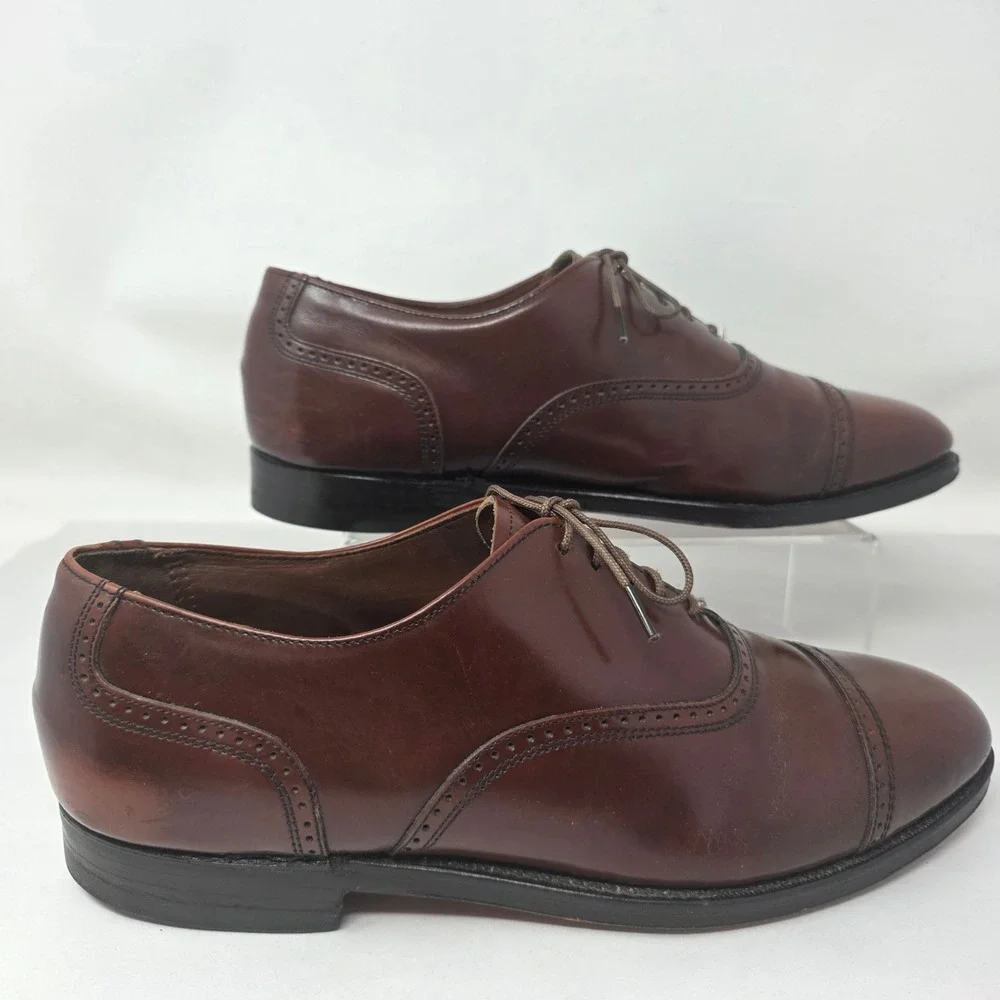Nuflex Prime Oxford Shoes Mens 12 Cap Toe Brown Leather Brogue Made in USA